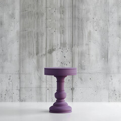 Purple Pedestal on Concrete Background 