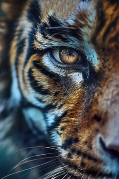 Vibrant Tiger Eye Close-up Intense Gaze