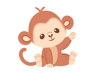 Cute small monkey cartoon animal design vector illustration isolated on white background