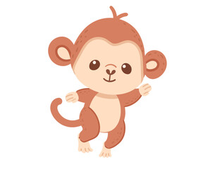 Cute small monkey cartoon animal design vector illustration isolated on white background