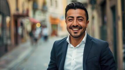 Smiling Businessman Portrait on Street