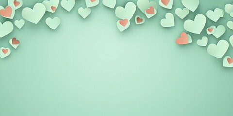 mint green hearts pattern scattered across the surface, creating an adorable and festive background for Valentine's Day