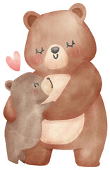 Heartwarming Mother's Day Bear Watercolor Illustration Mom and Baby bond