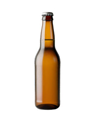 Brown bottle of beer mockup isolated on transparent background