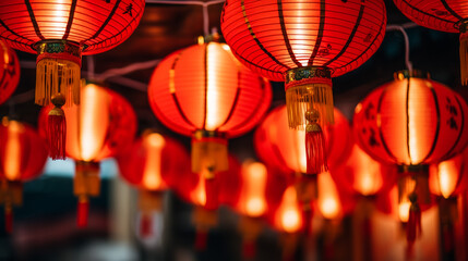 Fototapeta premium decorative lamps in the chinese new year festival 
