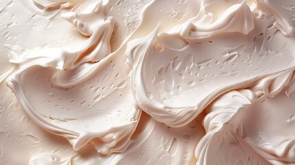Close-up view of creamy beige texture with smooth peaks and swirls