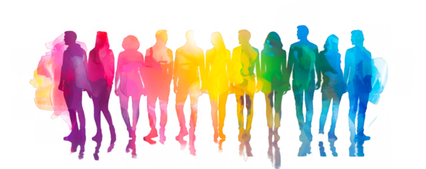 Transparent Background with LGBT People in Silhouette