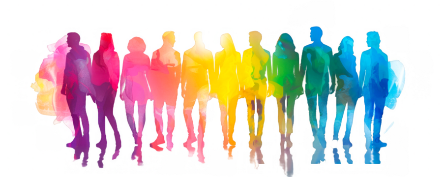 Transparent Background with LGBT People in Silhouette