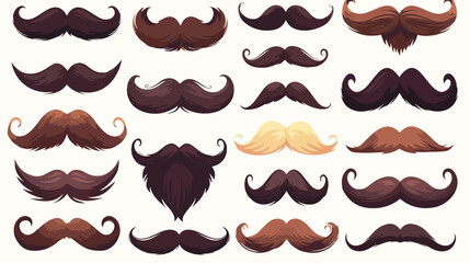 Different styles of male realistic mustaches set. C