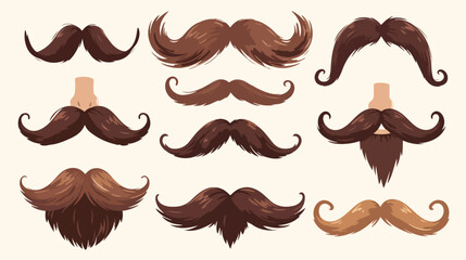 Different styles of male realistic mustaches set. C