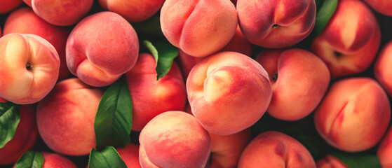 Close up of with juicy, ripe peaches,nectarine, on the pink background. Fruits mockup. Generative ai
