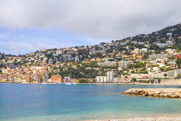 Panorama of village Villefranche Sur Mer in France