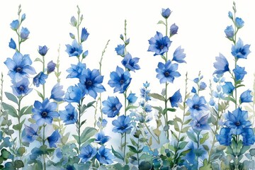 Watercolor delphinium clipart in bold and vibrant colors. flowers frame,botanical border. ai generated