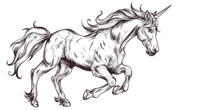 Magic unicorn sketch for your design Vector illustrations