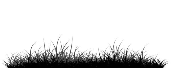 Black silhouettes of grass isolated on transparent background.