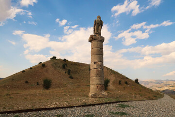 Eagle statue on the southern pillar in front of the Karakus Tumulus, memorial grave of the...