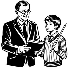 Teaches teaches her student vector silhouette 