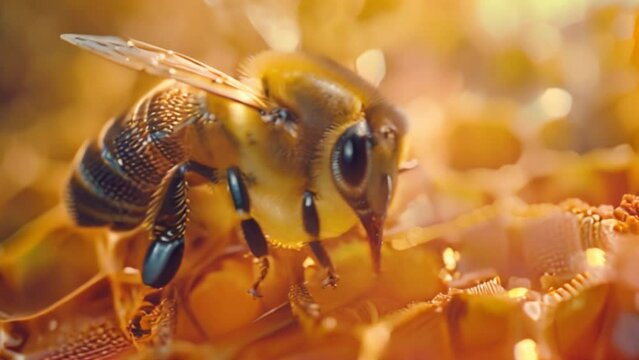 A bee and honey.