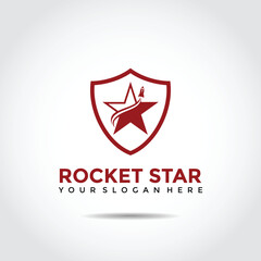 Rocket Star Logo Template. Rocket, Shield and Star image