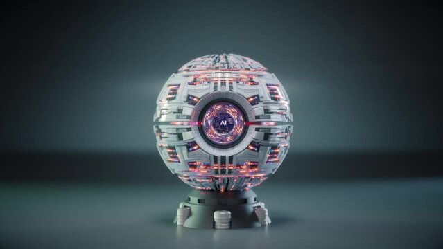 artificial intelligence synthetic brain core turning around and activating