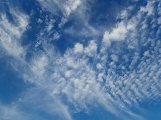 summer blue sky cloud light white background.beauty bright cloud cover in sun calm winter air background.spring wind