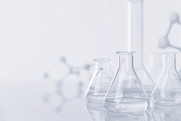 Laboratory glassware on a white background with soft shadows