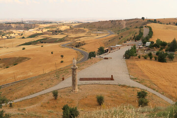 View from Karakus Tumulus, memorial grave of the Commagene Royal Family onto the surrounding...