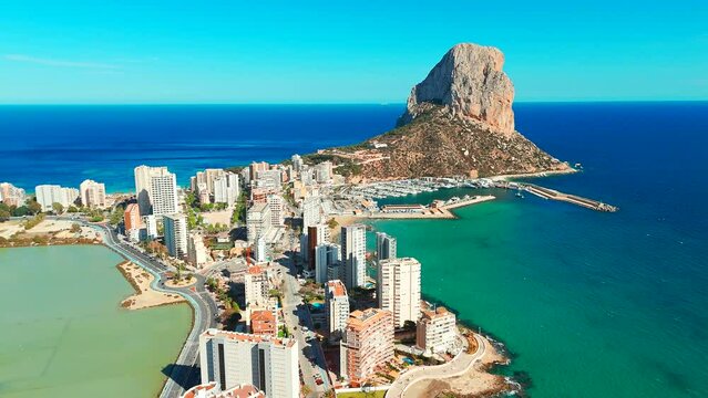 Aerial view of Calp town, province of Alicante, Spain.