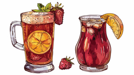 kvass drink Hand drawn style vector design illustration - obrazy, fototapety, plakaty