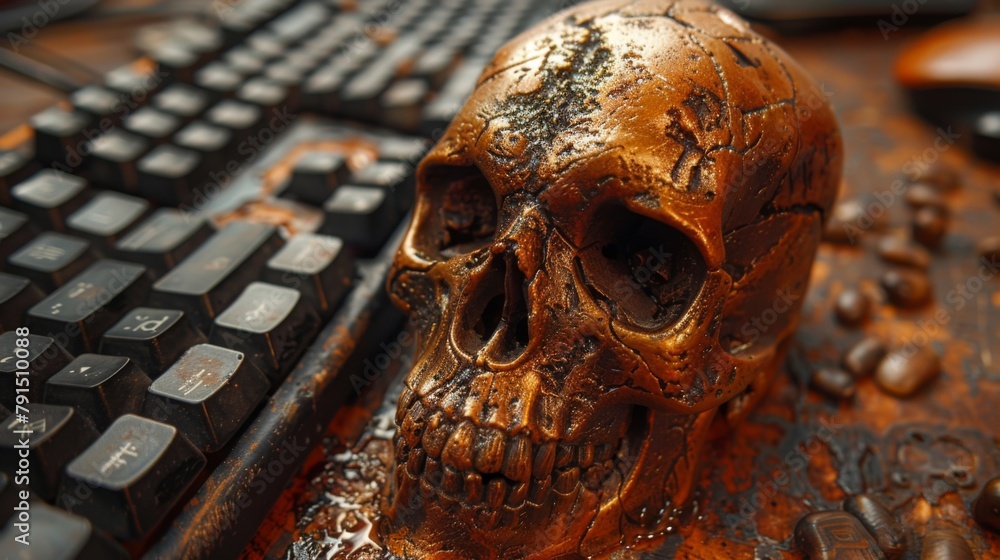 Poster x-ray scan of a computer infected with a fileless malware, showing the stealthy execution in system 