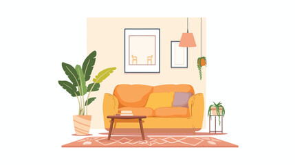 Living room interior.Flat style vector cartoon illust