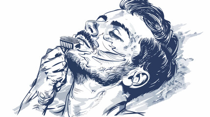Man shaving. Hand drawn style vector design illustrations