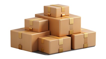 Stacked Cardboard Boxes Ready for Relocation: 3D Render of Moving Day Essentials