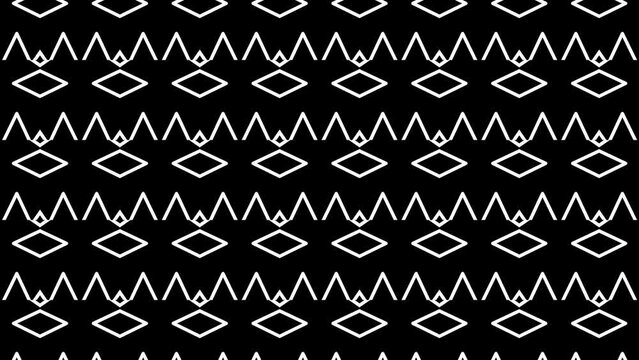 4k Abstract black and white color lines art pattern geometric shapes with black background.Seamless art pattern of simple technology background concept.