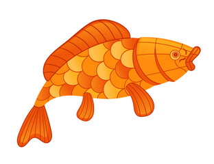 Traditional design asian red lantern fish shape vector illustration isolated on white background - 791515664
