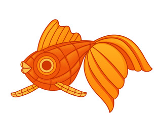 Traditional design asian red lantern fish shape vector illustration isolated on white background - 791515846