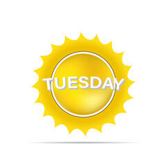 Tuesday Happy Tuesday with sun isolated a 3d summer template. Tuesday day
