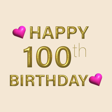 Happy 100th Birthday, 100th birthday card wishes illustration
