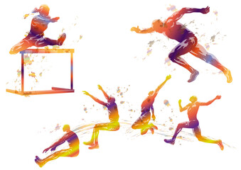 Vector Track And Field Athletes Silhouette Set Isolated On A White Background. 