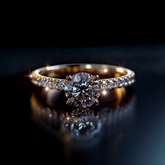 Fototapeta premium Anello con diamante in contesto lussuoso