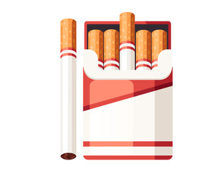 Cigarette in cardboard box red color vector illustration isolated on white background - 791519270