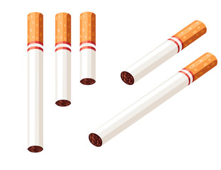 Set of nicotine cigarette in different sizes vector illustration isolated on white background