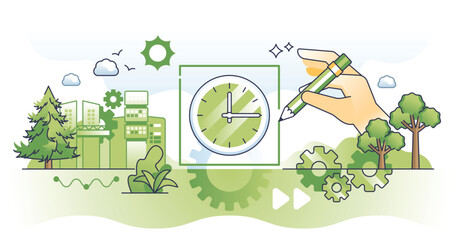 Time boxing as agile principle for time management outline hands concept. Effective and productive project task organization with precise time resource allocation for work vector illustration.
