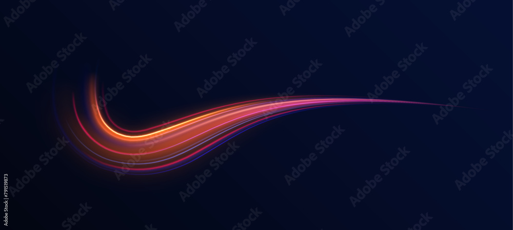 Poster particle motion effect vectorred blue special effect, speed police line. magic of moving fast lines.