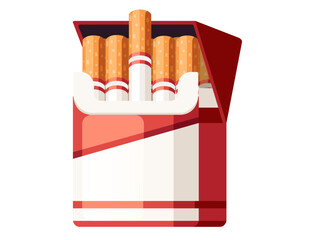 Cigarette in cardboard box red color vector illustration isolated on white background - 791519808