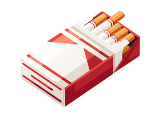 Cigarette in cardboard box red color vector illustration isolated on white background - 791520021