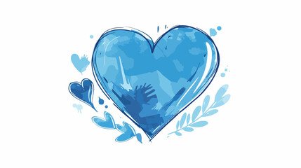Blue heart beautiful shape isolated on white background