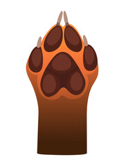 Red fox paw cartoon simple animal part design vector illustration isolated on white background