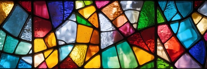 Colored stained glass for windows - obrazy, fototapety, plakaty
