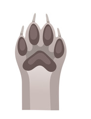 Grey wolf paw cartoon simple animal part design vector illustration isolated on white background